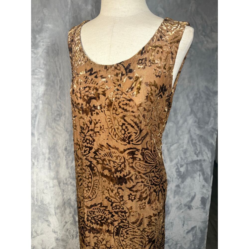 Vintage Y2K Burnout Velvet Semi-Sheer Stretch Tank Maxi Dress L Whimsygoth Boho - Picture 6 of 9